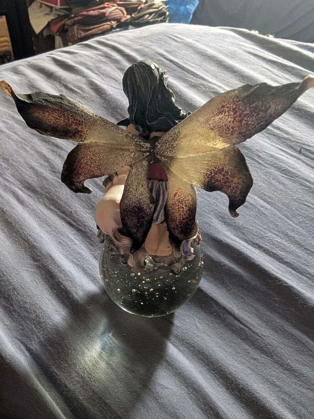 Enchanted Fairy & Baby Unicorn Figurine on Crystal Orb Base